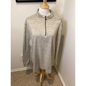 Greg Norman Mens Quarter Zip Pullover Sweater Heathered Tan XL